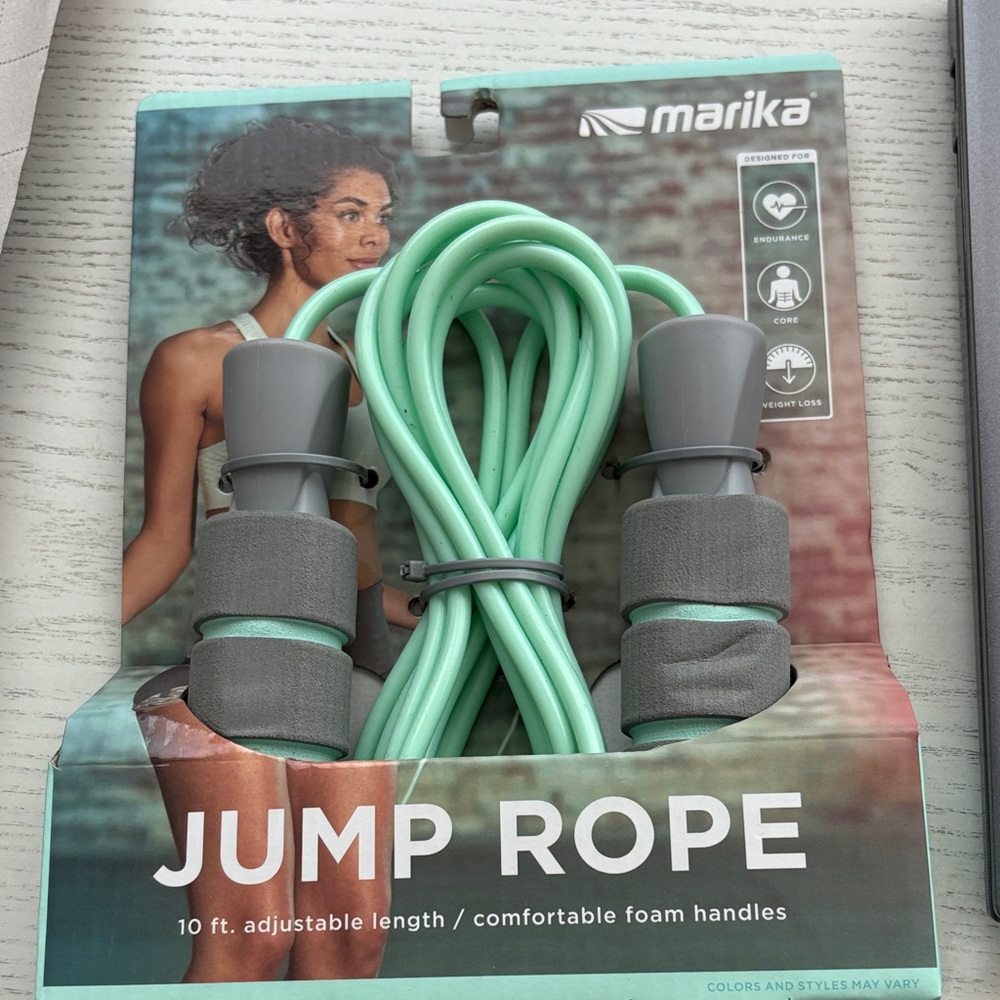 Marika Green Jump Rope with Gray Foam Handles